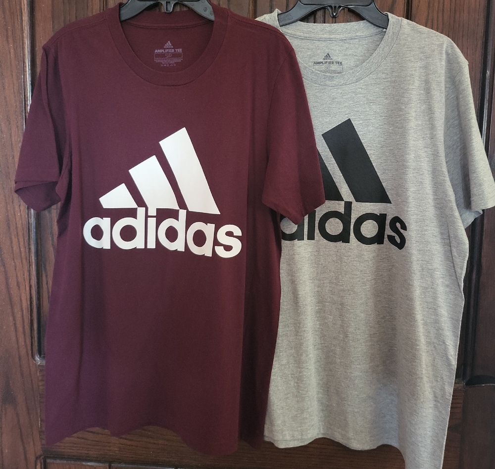 Adidas Bundle -Men's Maroon and Gray Logo Tees